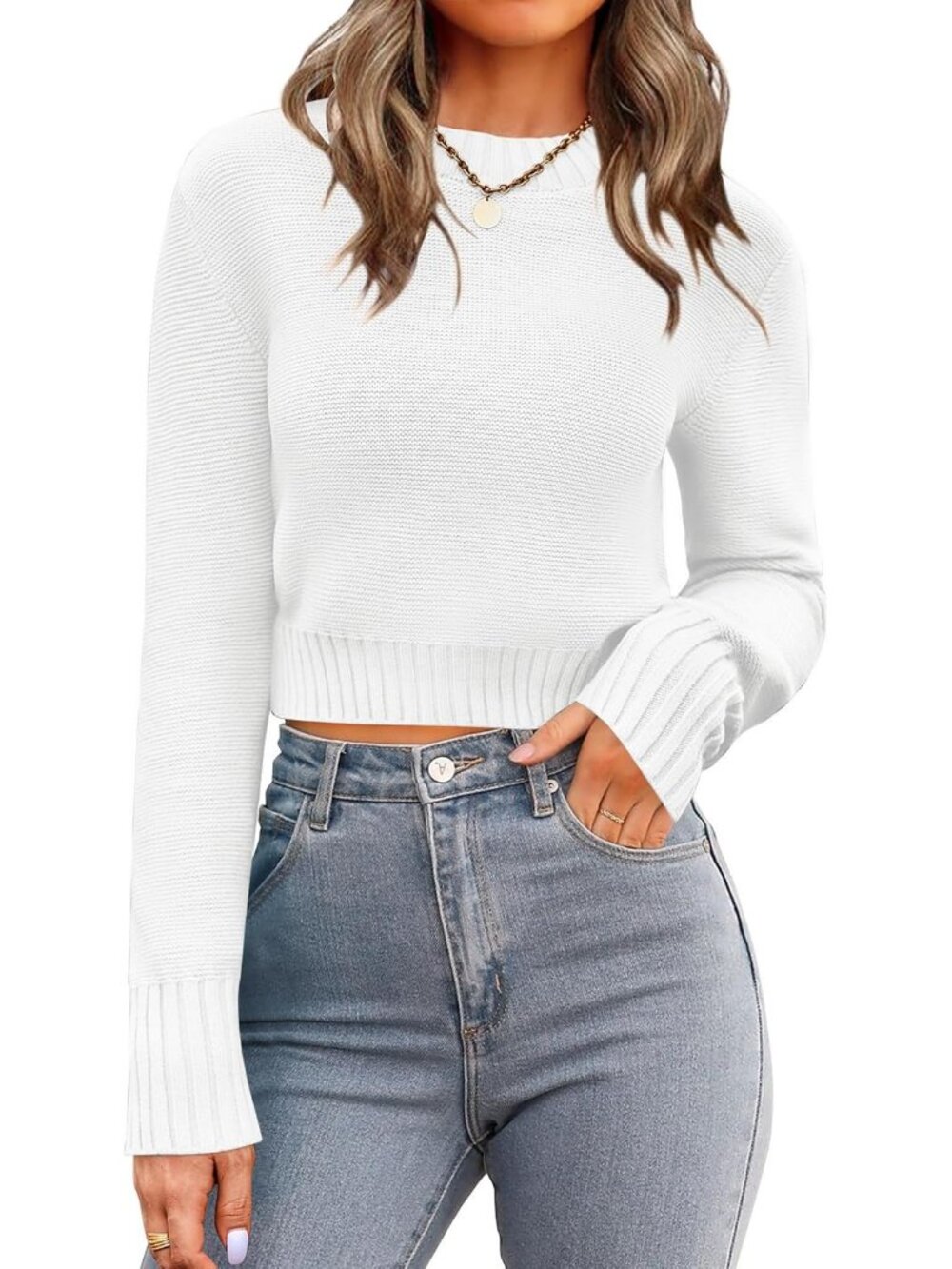 Women's 2026 Fall Cropped Crewneck Sweater